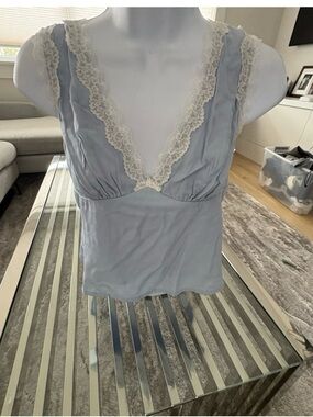 Princess Polly Powder Blue Lace-Trim V-Neck Cami